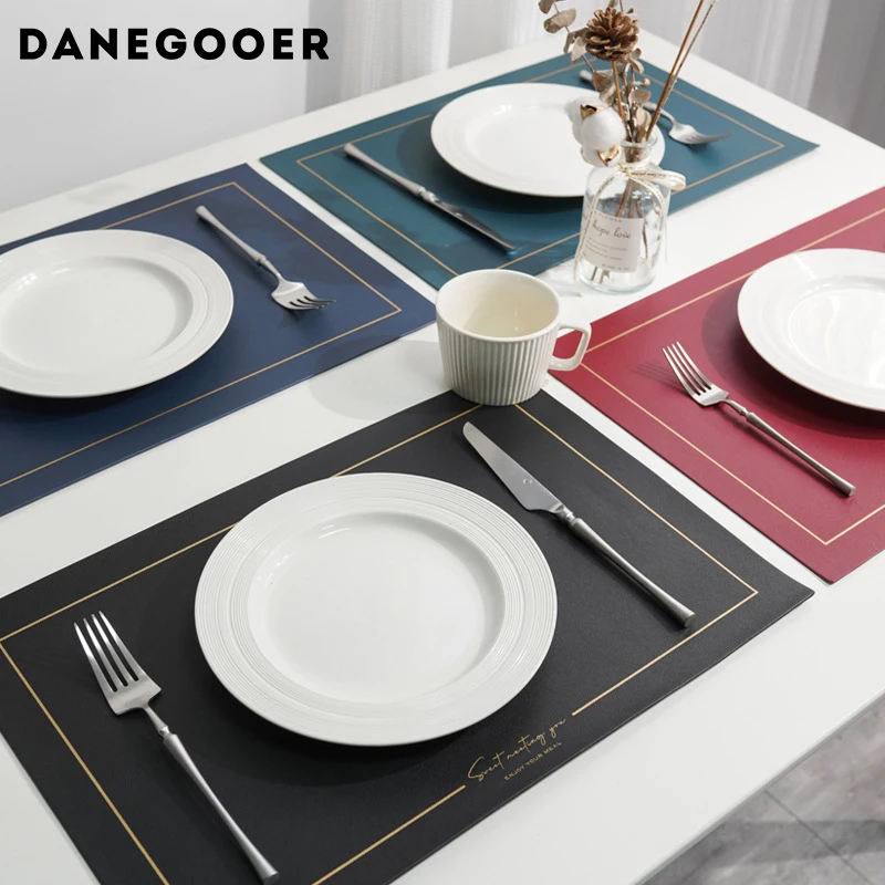 

Leather Placemat For Table Dinner American Light Luxury Western Table Mat Waterproof Oil Proof Heat Insulation Pad Nordic Style