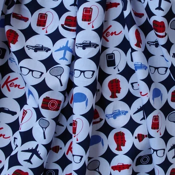 

1 yard plane, car and eyeglasses Printed Cotton Satin Fabric for sleepwear，soft and smooth fabric (width=140cm)