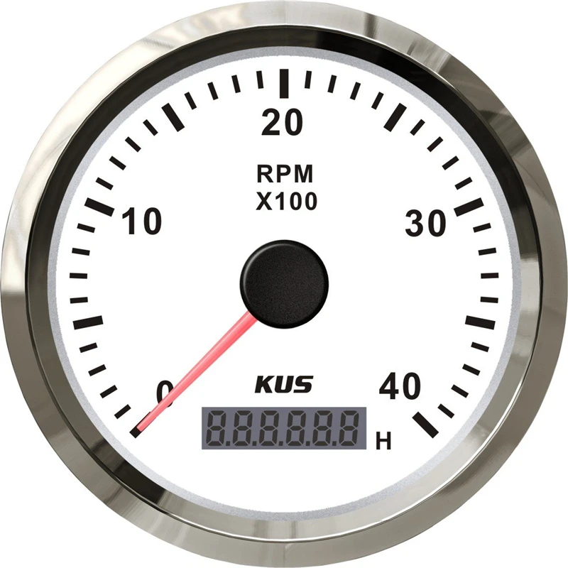 

1pc 0-4000RPM 12/24v White Tachometers Modification 85mm LCD Revolution Meter Suitable for Boat Auto IP67 Protection Grade