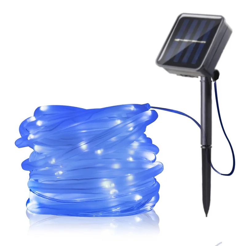 Blue 12m 100 Led Solar Garden Light Outdoor Rope Tube String Lights 50 Led Strip Solar Power Lamp Waterproof Wedding Xmas Fairy Decor - Испускаемый цвет: Blue