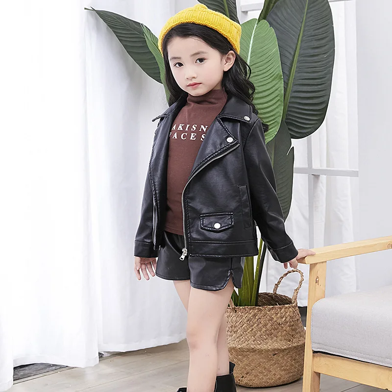 Baby Girl Boy Spring Autumn PU Coat Jacket Kids Fashion Leather Jackets Children Overwear Clothes