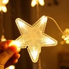 Christmas 3M Romantic Star Curtain String Lighting Fairy Garland Lights for Home Bedroom Xmas Holiday Party Decoration EU Plug ► Photo 2/6