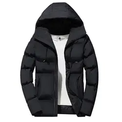 Зимняя мужская куртка-парка hombre 2019 Модная брендовая однотонная куртка Мужская Утепленная теплая куртка с капюшоном мужская Повседневная