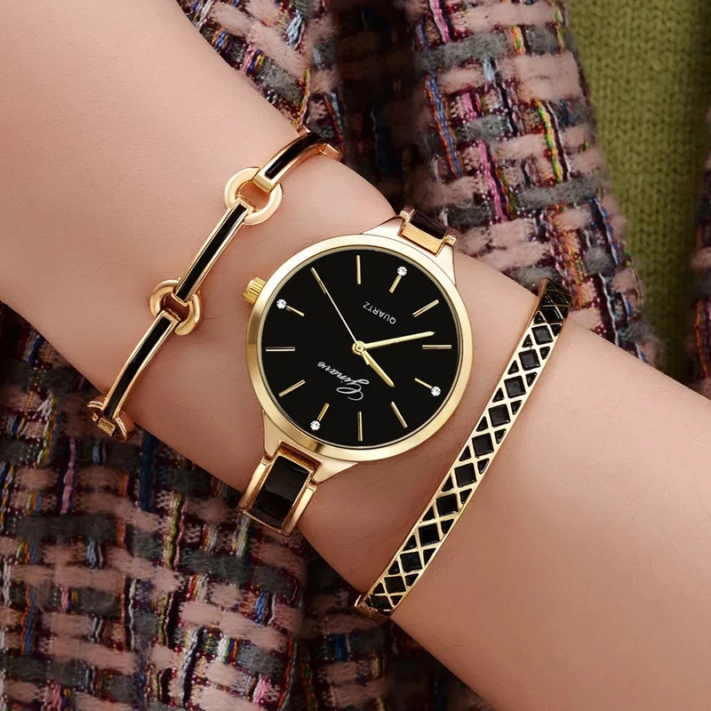 3 PCS set Ginave Watch Women Rose Gold Bracelet Watch Luxury Jewelry Ladies  Famale Girl Hour Casual Quartz Wristwaches|Women's Watches| - AliExpress