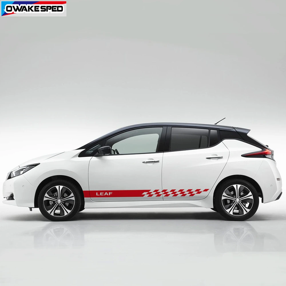 2 шт./лот наклейки на боковые части автомобиля для Nissan Leaf Sport Stripes наклейки гоночный стиль авто дверь юбка наклейка s