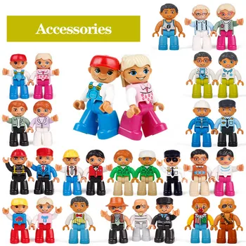

Large particle Duploed Figures Family Series Building Blocks Dad Mom Grandfather Grandmother Siblings Toys For Children Gifts