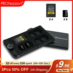 PROfezzion support de boîtier de carte Micro SD/TF/CFA coque en métal doublure en mousse EVA souple pour 4 CFexpress Type A et 8 cartes Micro SD microsd 