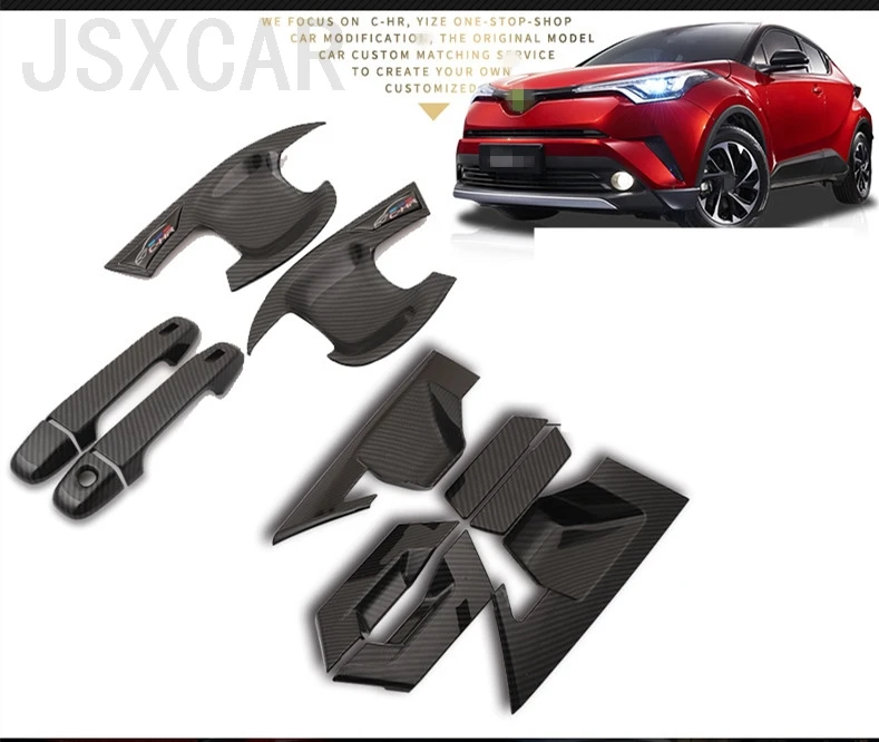 도요타 CHR C-HR 2016-2019 도어 핸들 보호 커버 외부 도어 보울 핸들 수정 도어 손목 장식 조각 장식