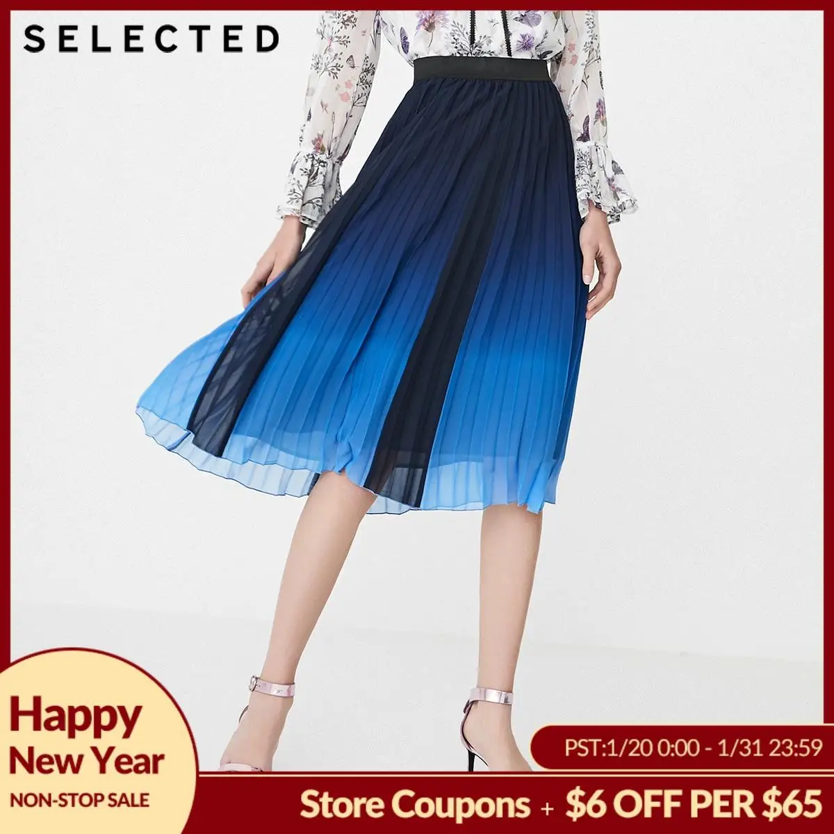 

SELECTED Women's Summer Gradient Pleated Mid-length Skirt S|41924C507