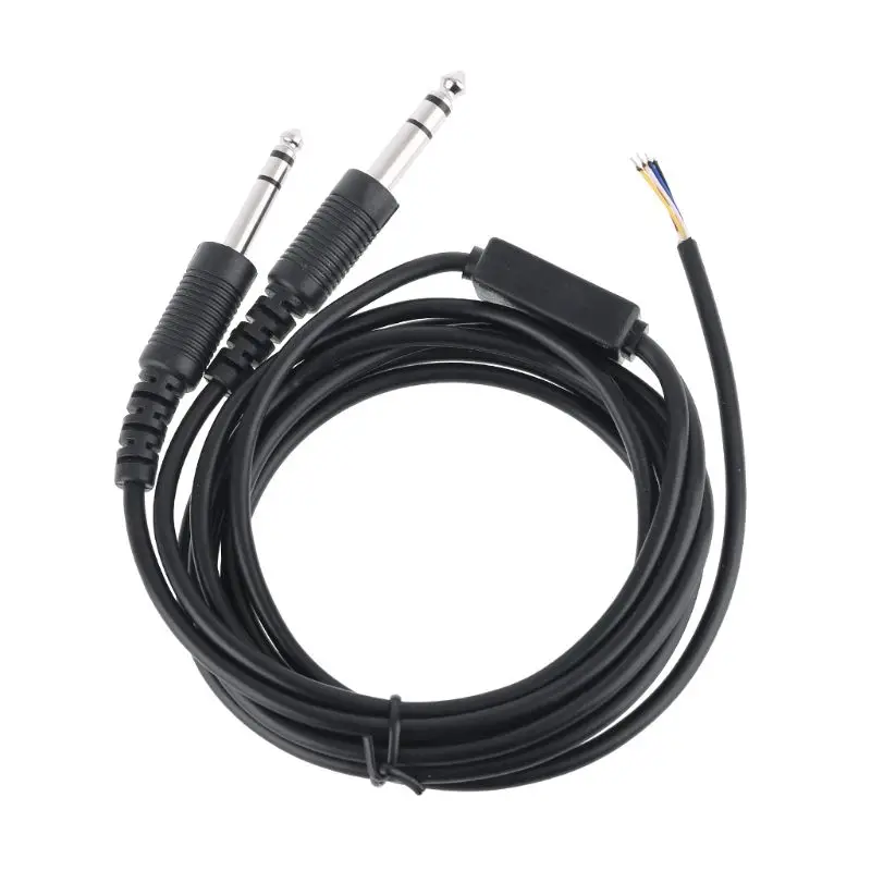 Auriculares de aviación de 200cm, cascos de avión de doble enchufe, línea de Cable de repuesto