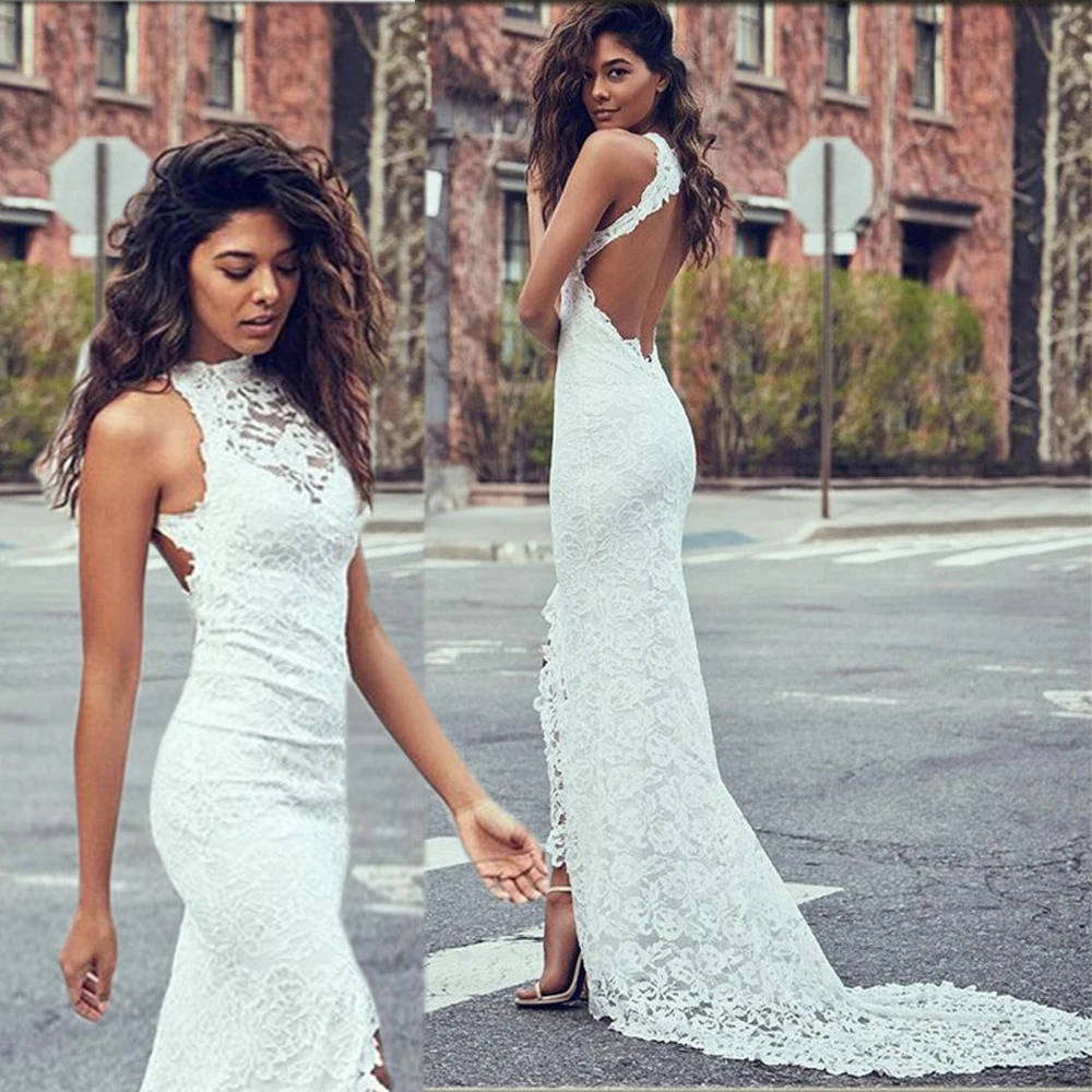 

Sexy Mermaid Lace Wedding Dresses 2024 New Summer Backless Bridal Dress Custom Made Weddings Gowns Vestido De Noiva