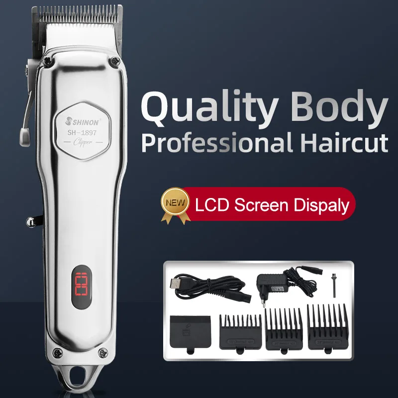 Professional Haircut Rechargeable Hair Clipper Cordless Electric Hair Trimmer Shaver Beard Shaver Machine All Metal