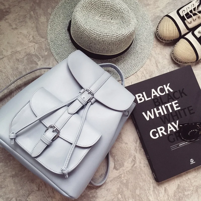 

Vintage PU Leather Backpack Women Drawstring Travel Rucksack Female School Bag Lady Leather Rucksack Teenage Girls Mochila