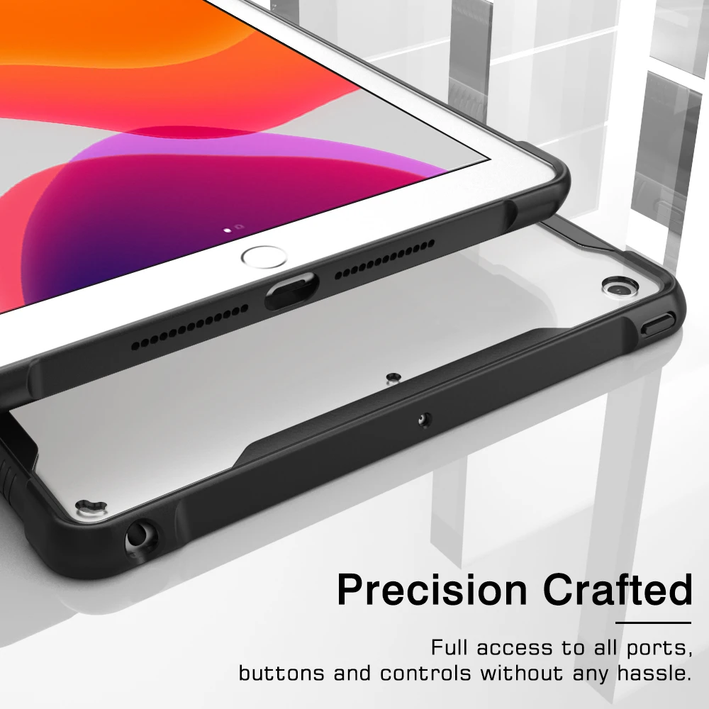 Чехол MoKo для нового iPad 10,2, не царапающийся Прозрачный Жесткий ПК задний и амортизирующий гибкий ТПУ Мягкий Бампер Тонкий