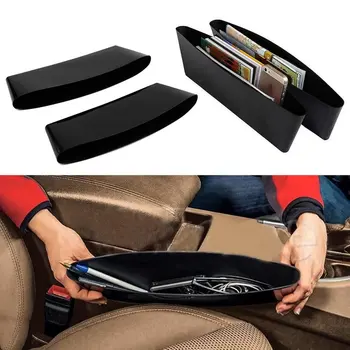 

Black PP 2 Pcs/pair Auto Car Seat Gap Pocket Catcher Organizer Leak-Proof Storage Box Car Storage Bag Accessory