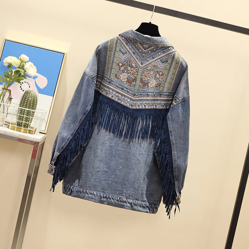 5XL женский свободный рукав летучая мышь модная индивидуальная ковбойская куртка с бахромой