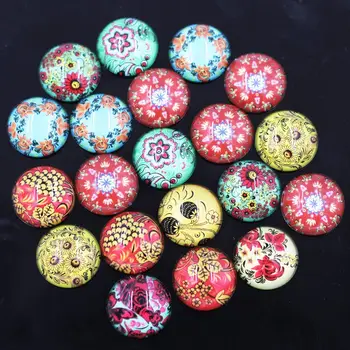 

50Pcs Cabochons Cameos Dome Seals Embellishments Mixed Flowers Round Glass Jewelry Crafts DIY Findings 35mm