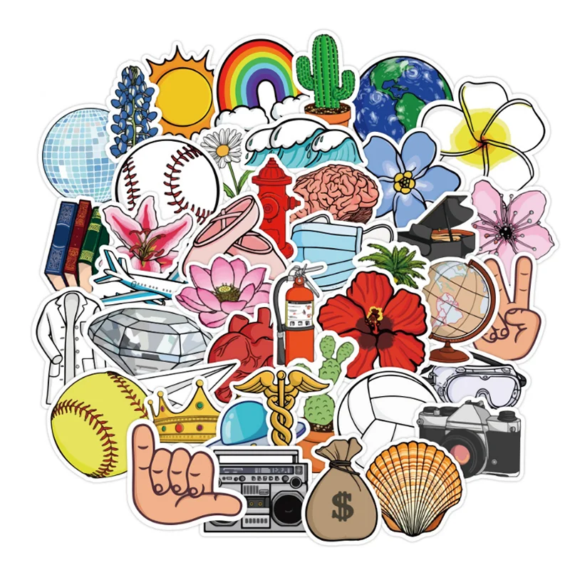 

10/30/50PCS Cute Smiley Sticker Water Cup Helmet Luggage Notebook Cartoon Food Snacks Sticker Wholesale
