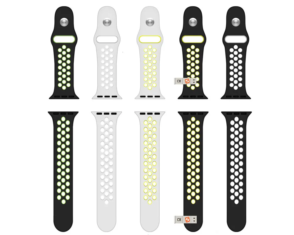 Модный спортивный силиконовый ремешок для наручных часов Apple Watch серии 1 2 3 4 ремешок 38/42 мм браслет с воздухопроницаемым отверстием; сменный ремешок для часов