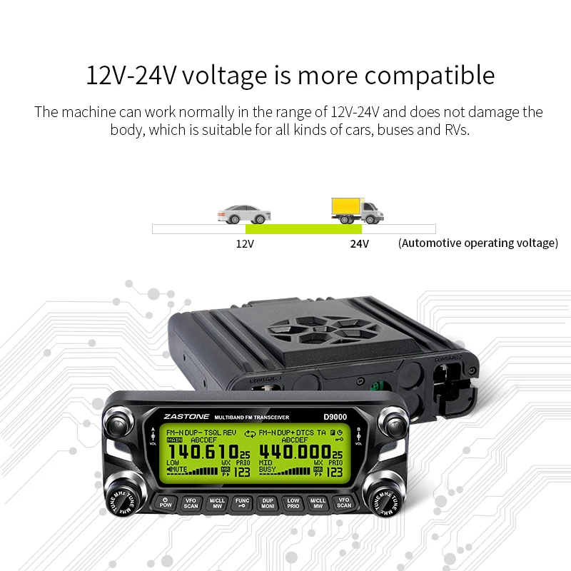 New ZASTONE D9000 50W Car Walkie Talkie Autoradio Dual Band Car Radio With Screen Mobile Two Way Radio Split Panel 5