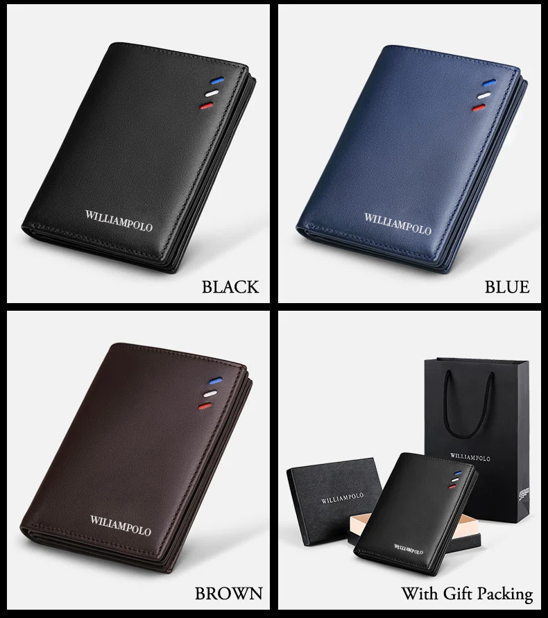 WILIAMPOLO Men Wallets short Luxury Leather Man Wallet mini Male Purse Leather Purse credit card Luxury package PL181368 4
