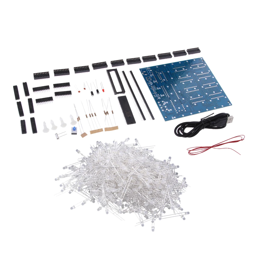 3D8 8x8x8 LED Cube 3D Light Blue LED Electronic DIY Kit for Arduino