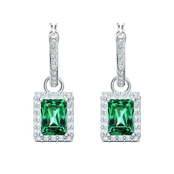 

SWA 1:1 Women Rectangular Green Earrings Ear Drop White Color Fashion