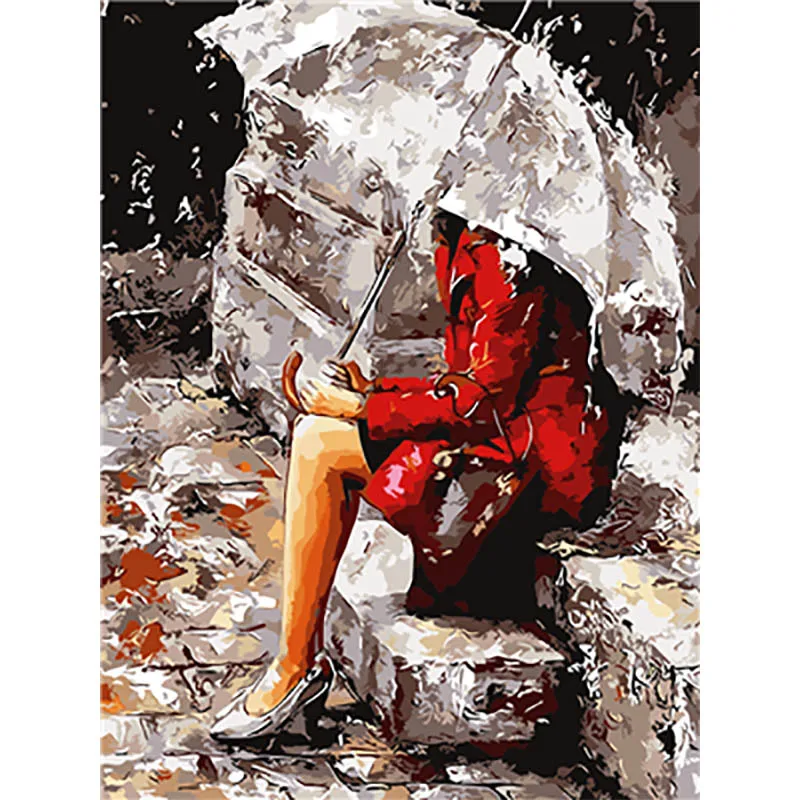 painting by numbers1 Раскраска по номерам для взрослых живопись маслом по номерам пронумерованные картины цифры художественная картина для влюбленных зонтик - Цвет: painting by numbers1
