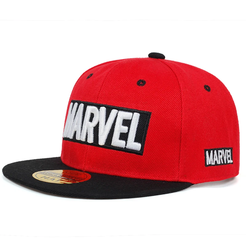 Детская бейсбольная кепка с вышитыми буквами MARVEL, модная кепка в стиле хип-хоп, бейсболка, детская хлопковая кепка, можно регулировать шапочки, сшитые кепки