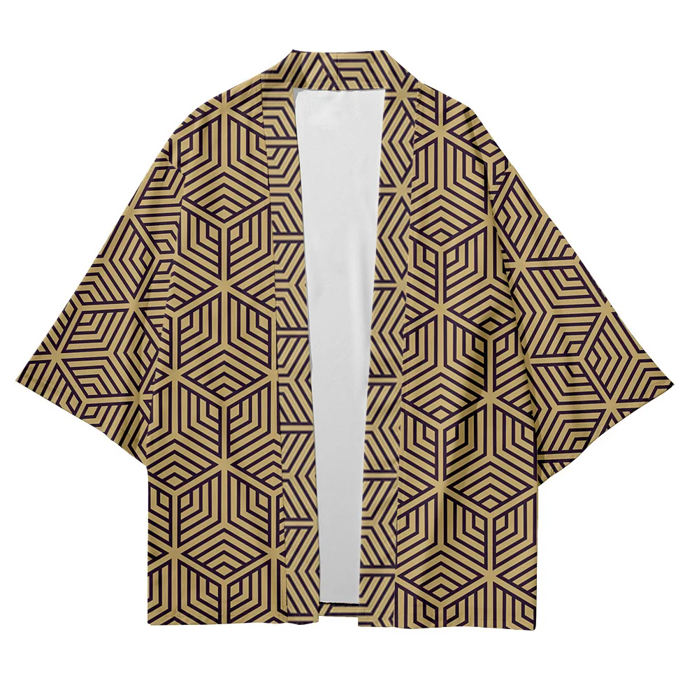 Plus Size Fashion Geometric Patterns Beach Japanese Style Kimono Streetwear Men Women Cardigan Haori Yukata Tops Robe Clothes japanese kimono japanese kimono cardigan