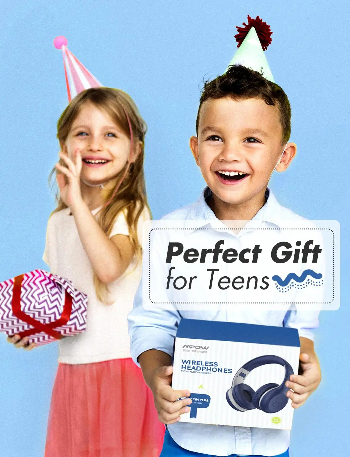 Mpow CH6 Plus Kids Headphones Wireless Bluetooth 5 0 Foldable Over ear Headset with Mic 16H Playing time for Kids Teens Study