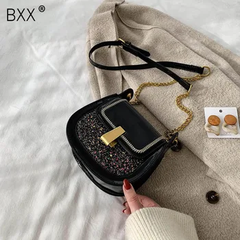 

[BXX] Patent Leather Sequins Crossbody Bags For Women 2020 Spring New Arrival Mini Shoulder Messenger Bag Female Handbags HJ916