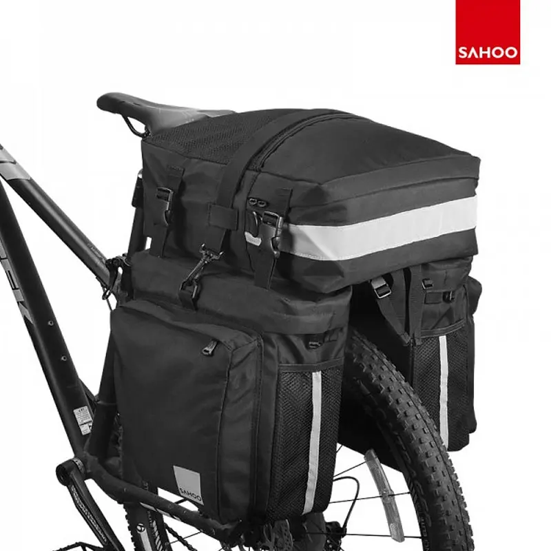 

Sahoo Bicycle Luggage Carrier Pannier 37L Rear Trunk Rack Carryings 3 in 1 Bag Pack Shoulder Carry Light Reflective 14892-A-SA