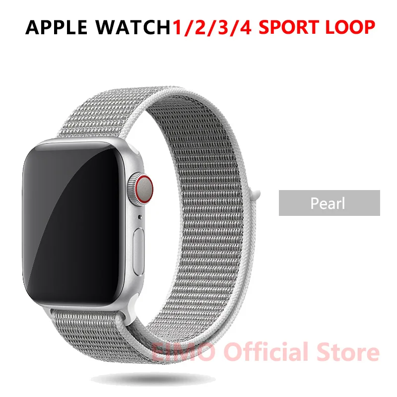 Pearl Ремешок apple watch 44mm 42mm 44mm 38mm 40mm нейлоновая спортивная петля iwatch series 5 4 3 2 1 ремешок для часов браслет apple watch band - Цвет ремешка: Pearl