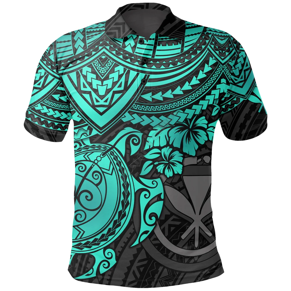 

Hawaii Polo Shirt Kanaka Maoli Turquoise Turtle Hibiscus 3D Printed Polo Shirt Men for Women Short Sleeve Summer T-shirt