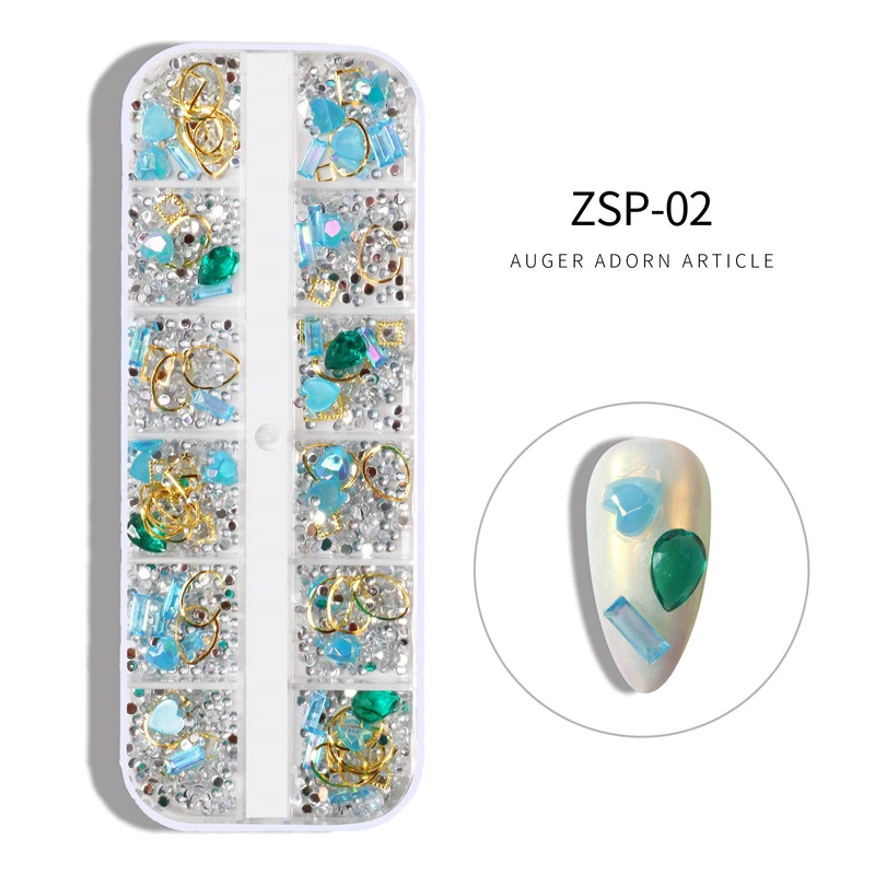 1 Boxes 3D Mix shape Nail Art Diamonds Rhinestones 12 Grids Nail pearl  Crystals Beads, Big Gem Nail Jewels Studs Metal Rivets| | - AliExpress