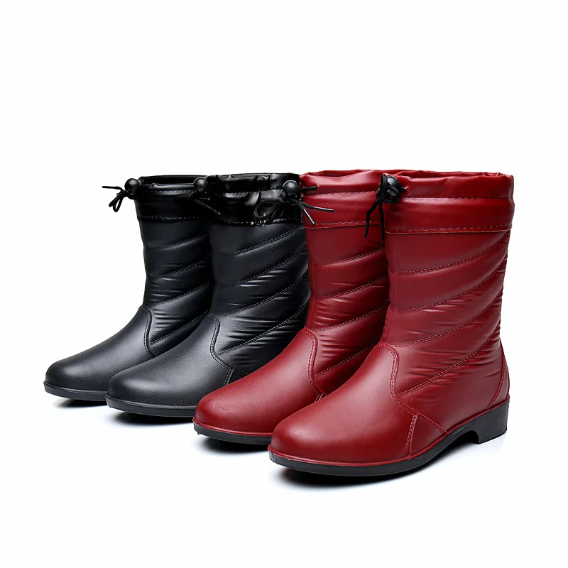 

Autumn And Winter Thick Tube Rain Boots 3519 Women's Fashion Dermatoglyph Rain Shoes Woolen Cotton Rubber Boots Shoe Cover Warm