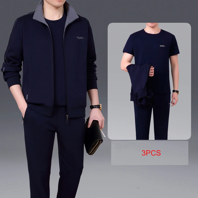 Goede Mannen 3 Stuks Katoenen Sportwear Pak Mannen Fitness Comfortabele Trainingspak Sport Goede Kwaliteit Running Sets L 5XL Trainingspakken