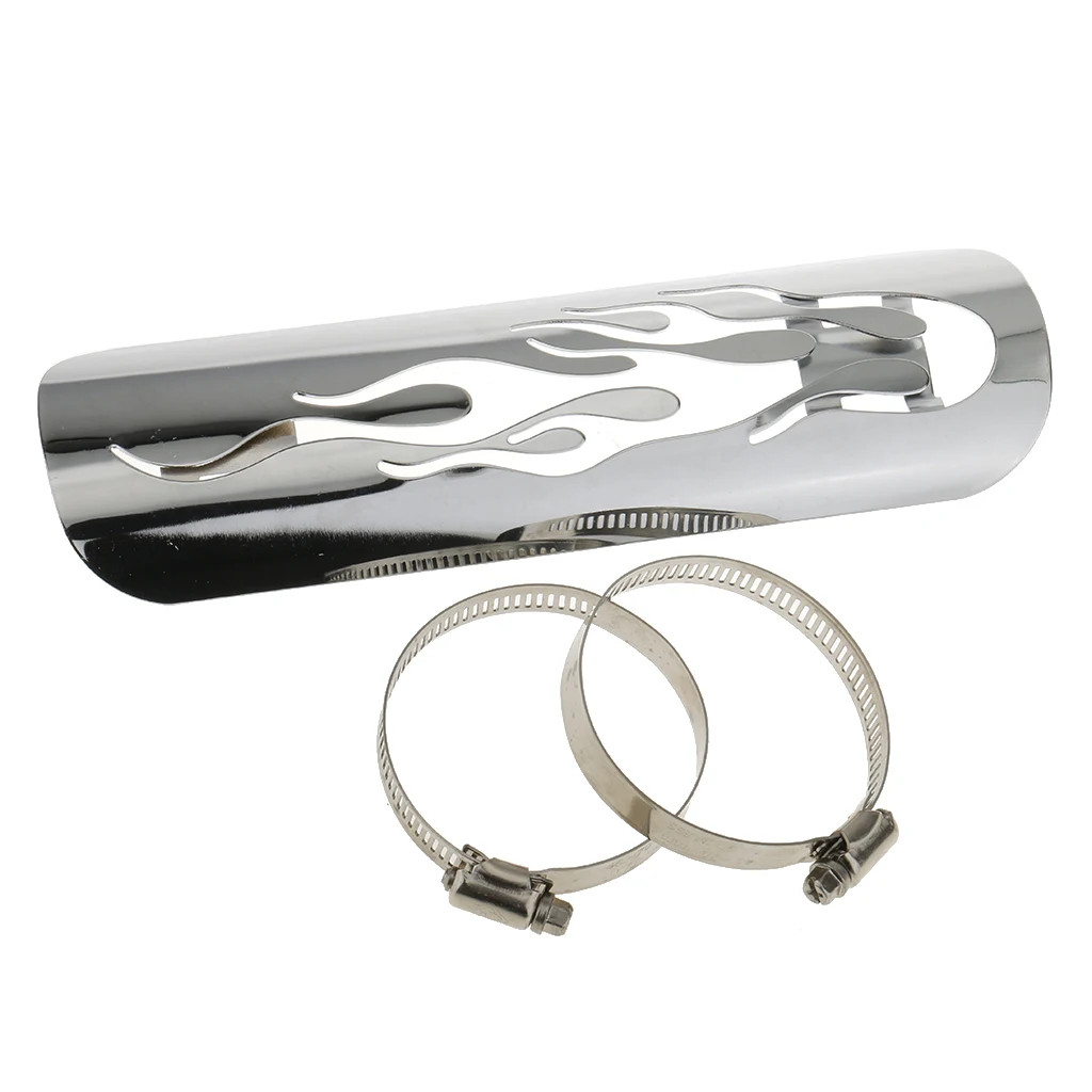 Flame Chrome Exhaust Muffler Pipe  Shield Cover Heel Guard For Cruiser