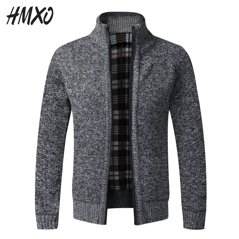 

HMXO Winter Thick Long Sleeve Men's Knitted Sweater Coat Cardigan Full Zip Male Casual Plus Size Clothing for Autumn M-3XL