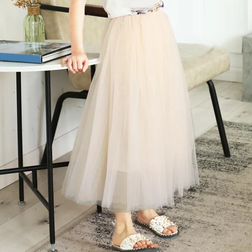 beige toddler skirts Вечерние юбки для девочек-подростков на весну, осень и лето, детская одежда, юбки-пачки для девочек, длинная юбка принцессы, Детский костюм - Цвет: beige toddler skirts