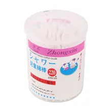 150/200 шт./кор. компактный ватные тампоны Двойные головки деревянные палочки для носа, чистка ушей Косметика медицинских ватных палочек