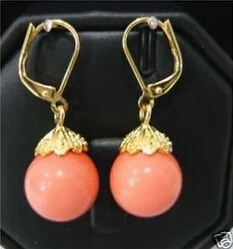 + Красивая тибетская Коралловая Серьга 18K позолоченная кристальная Женская