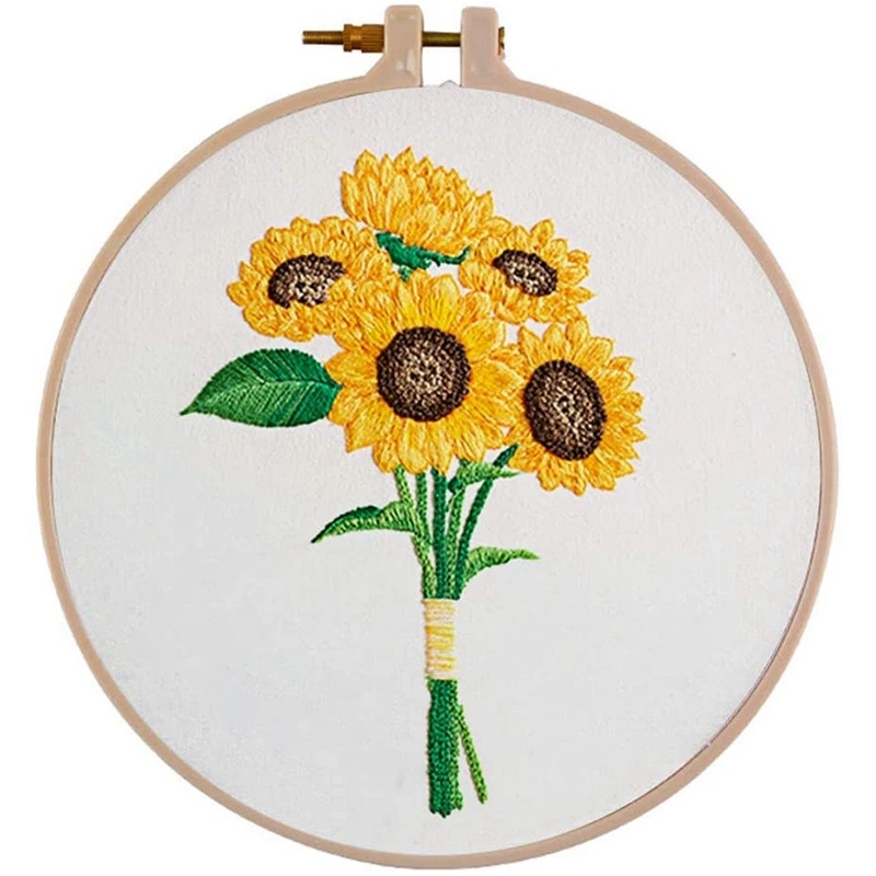 Range of Embroidery Starter Kit Stamped Cloth with Pattern Bamboo Hoop | Дом и сад