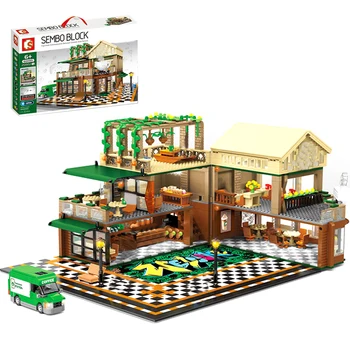 

2059Pcs Small Particle City Street View Architecture Building Block Coffee Shop Model Educational Toy Gift For Child Kid Adult