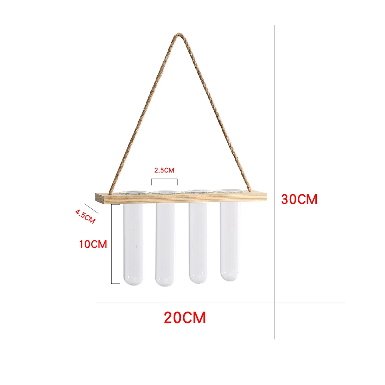 Glass Hanging Planter Terrarium Plants Wood Hanger Test Tube Vase Natural