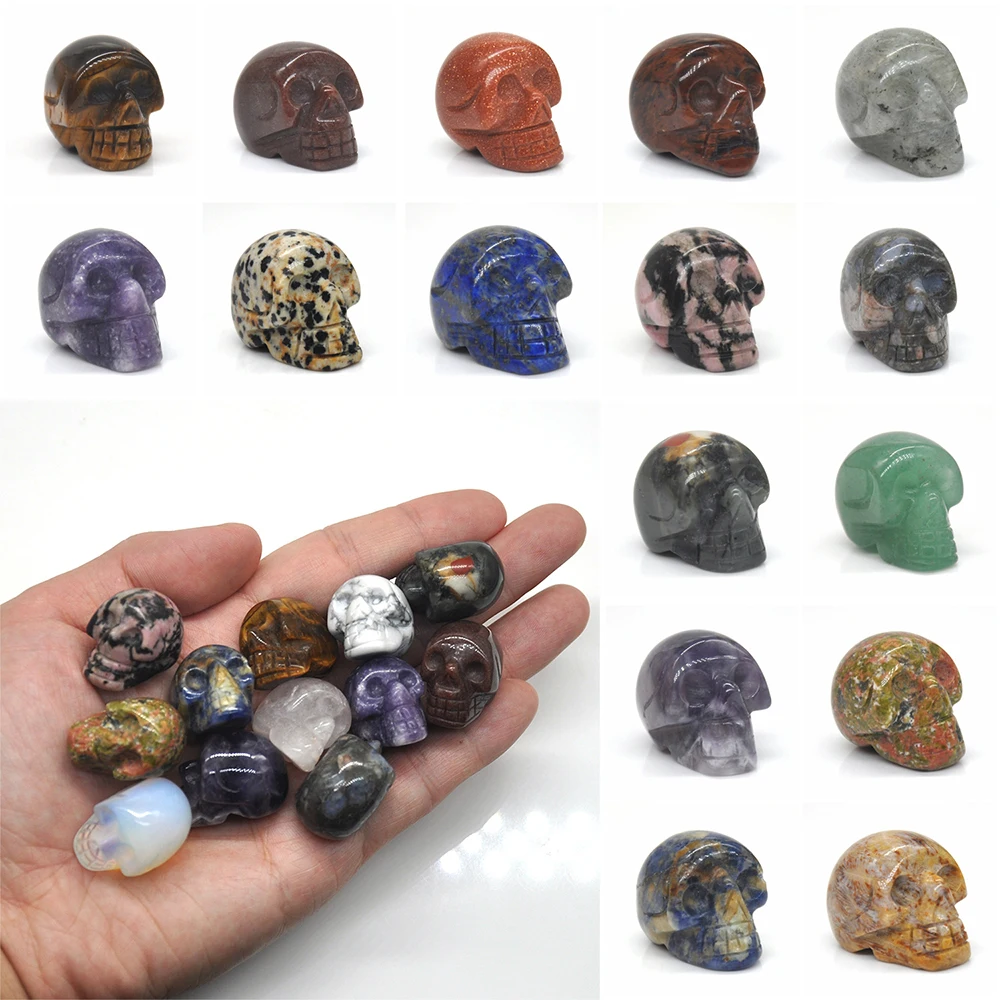 STATUETTE,Picture JasperStatue de crâne en cristal naturel, 1 pièce, guérison, Quartz jaspe