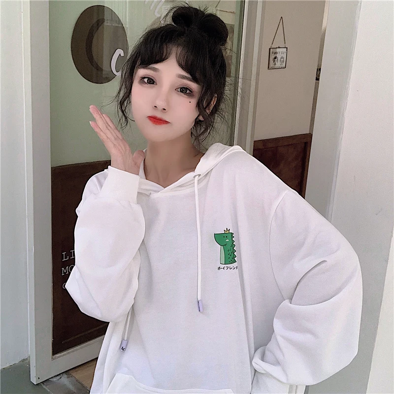 Толстовки женские Ulzzang Kawaii милые Harajuku мягкие студенческие тонкие свободные уличные модные простые женские s одежда шикарные повседневные