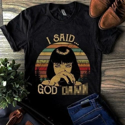 Я Said God Damn Pulp фантастика Винтаж футболка для мужчин S 4Xl хлопок черный Сделано в США
