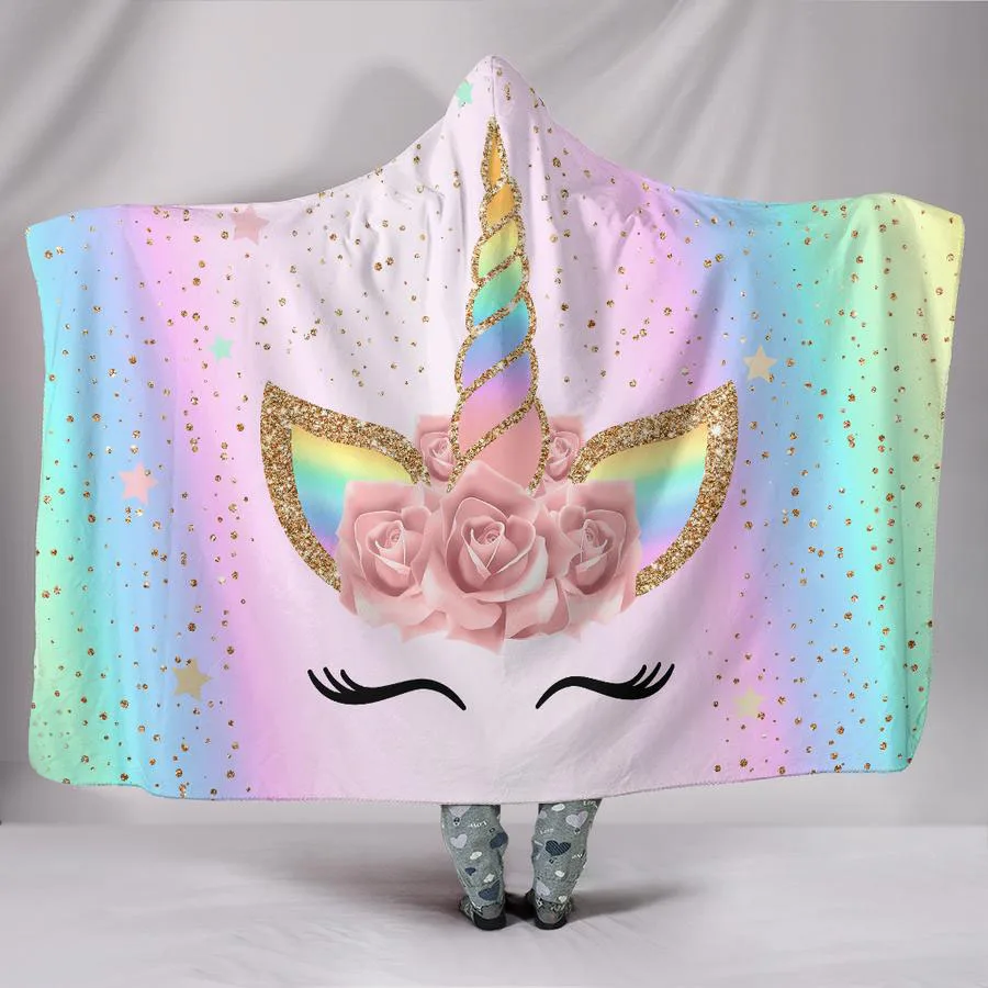 Online 3D de felpa flor Champagne unicornio punto patrón con capucha manta para adultos chico cálido usable de mantas B69